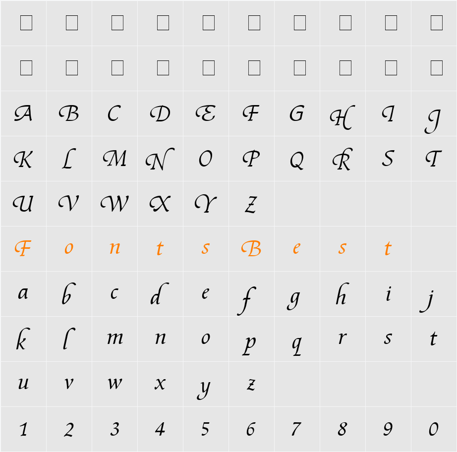 Fidelio MN Character Map