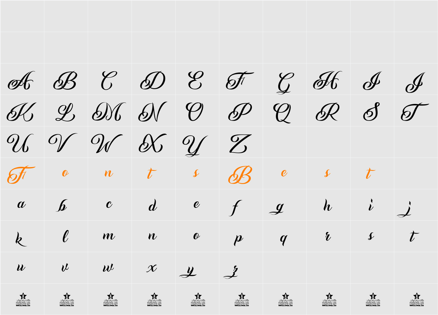 Andaluzia Personal Use Character Map