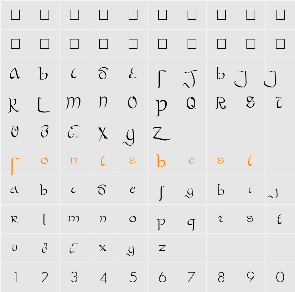 Bastarda Character Map