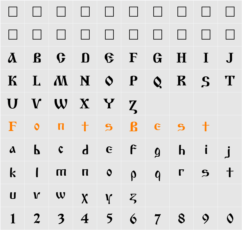 CyrillicOld Character Map