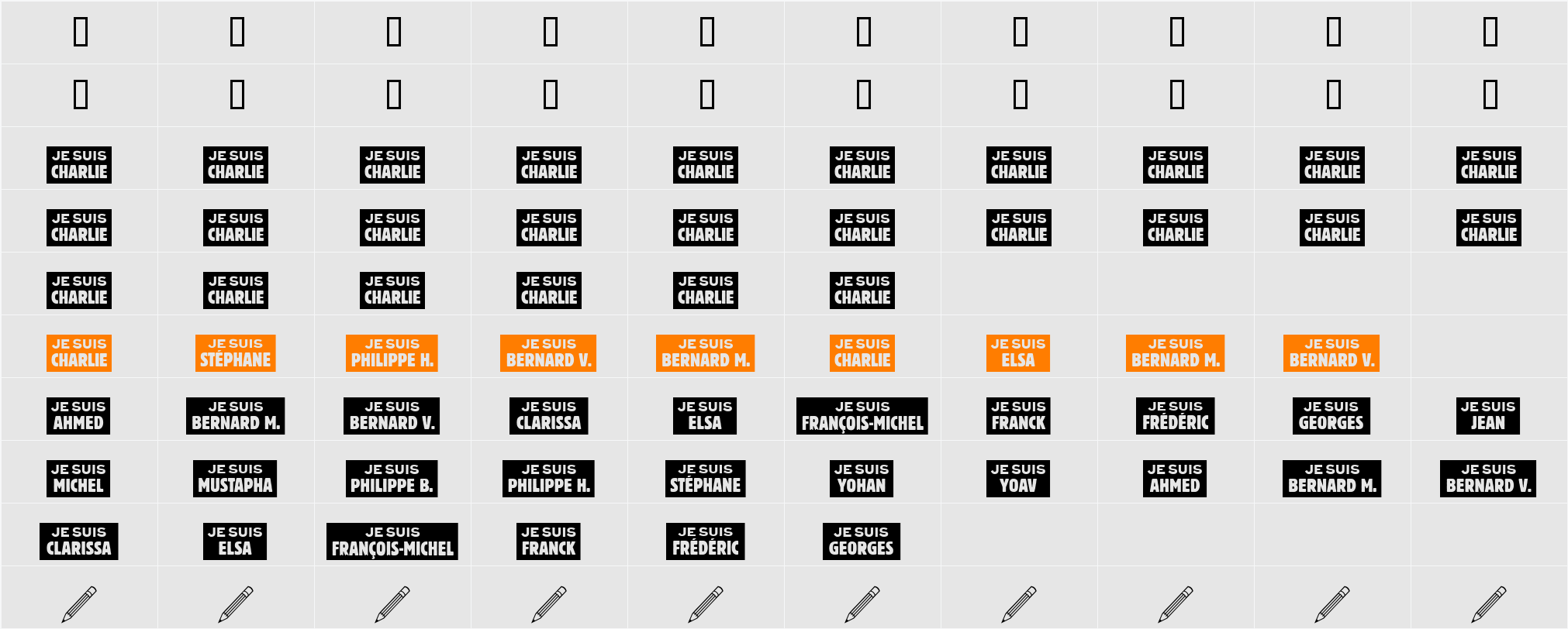JE SUIS CHARLIE Character Map