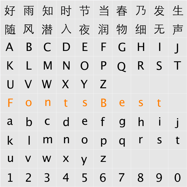 NanHWXH_LG Character Map