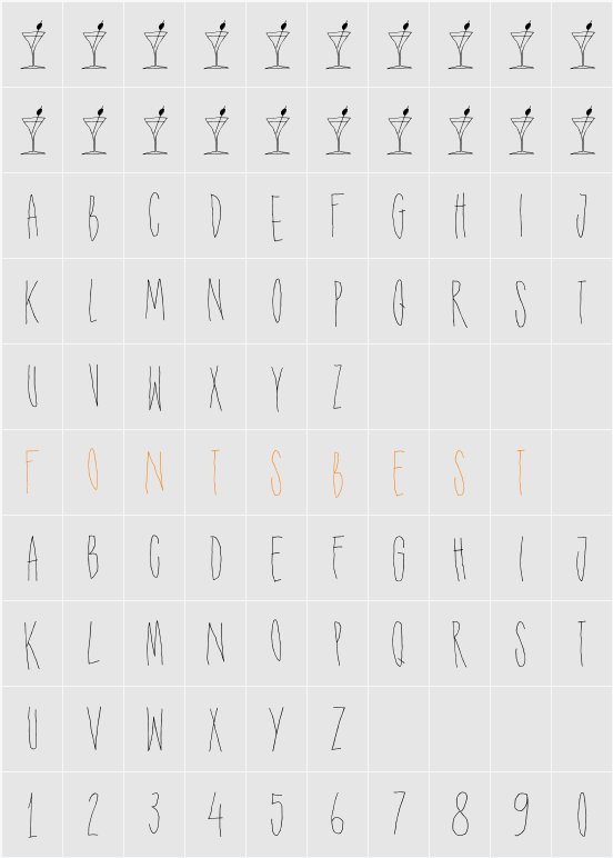 DK Shaken Not Stirred Character Map
