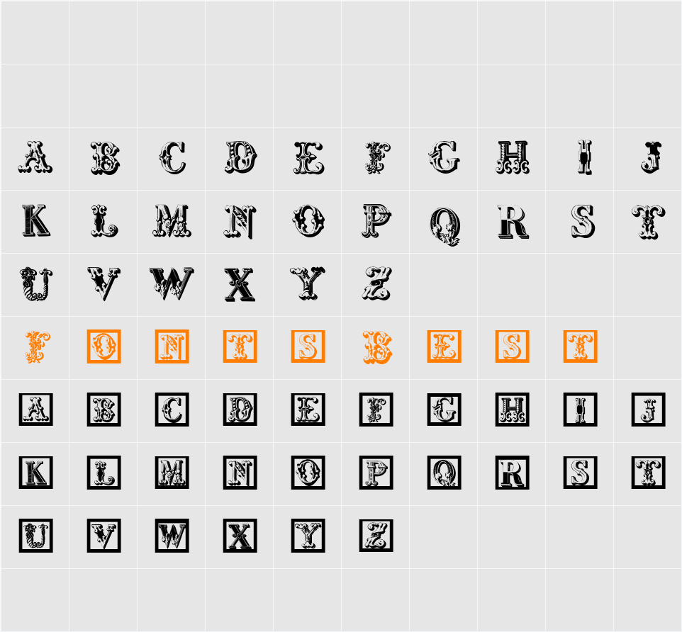 CorrodetInitials Character Map
