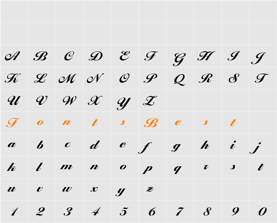 BallantinesScriptEF Character Map