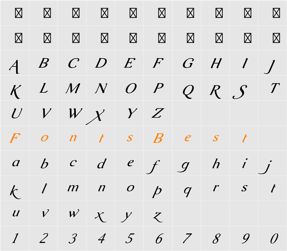 Aurelis ADF Script No2 Std Character Map