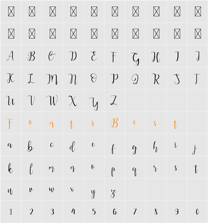 Alderta Character Map