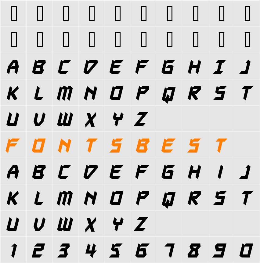Autodestruct BB Character Map