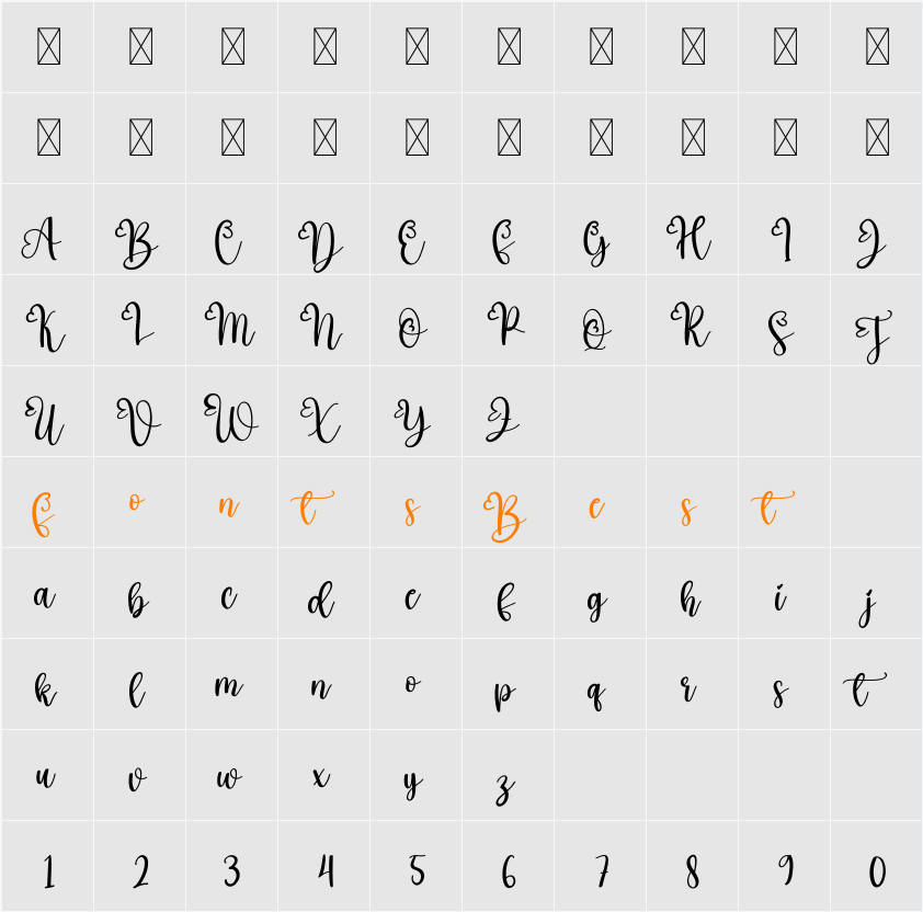 Again Character Map