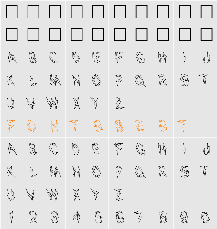 FZ UNIQUE 19 HOLLOW LEFTY Character Map