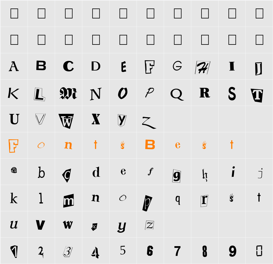 FZ UNIQUE 23 Character Map