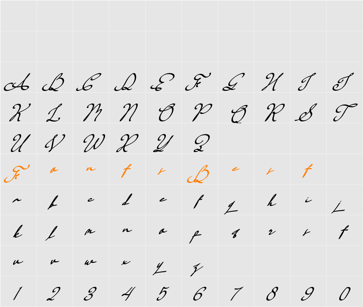 Amania Signature Character Map