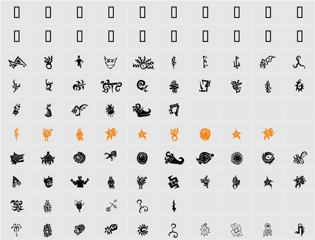 Cthulhu Glyphs Character Map
