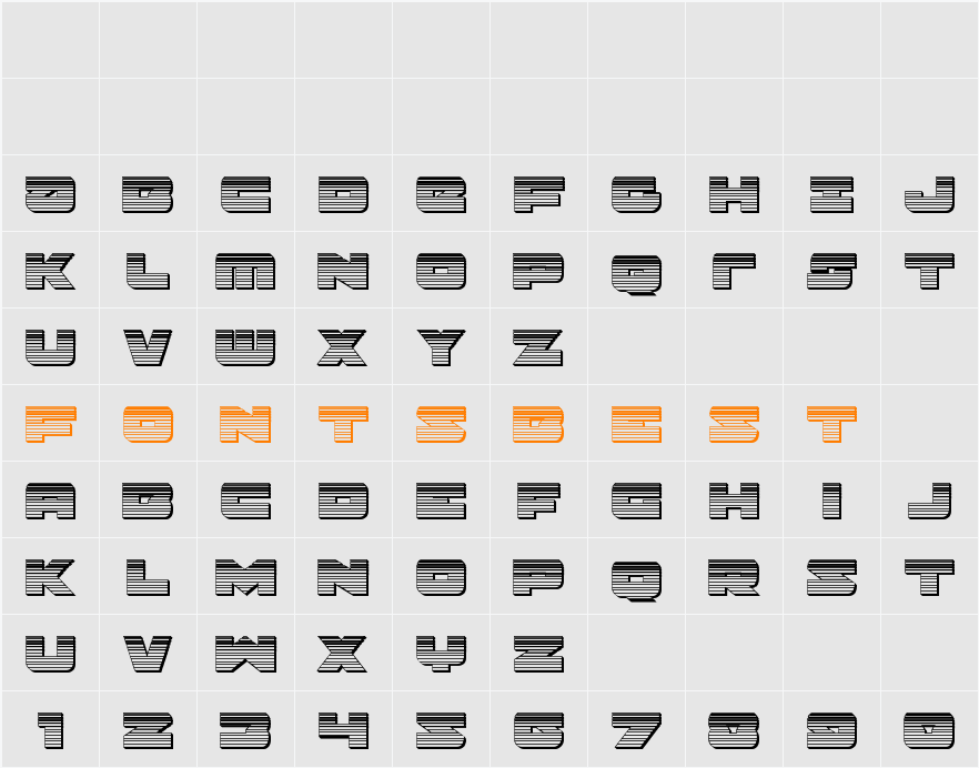 Banjin Scanlines Chrome Character Map