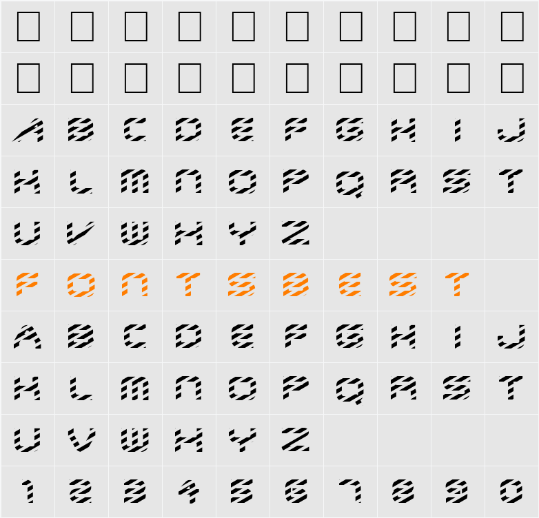 FZ JAZZY 6 STRIPED Character Map