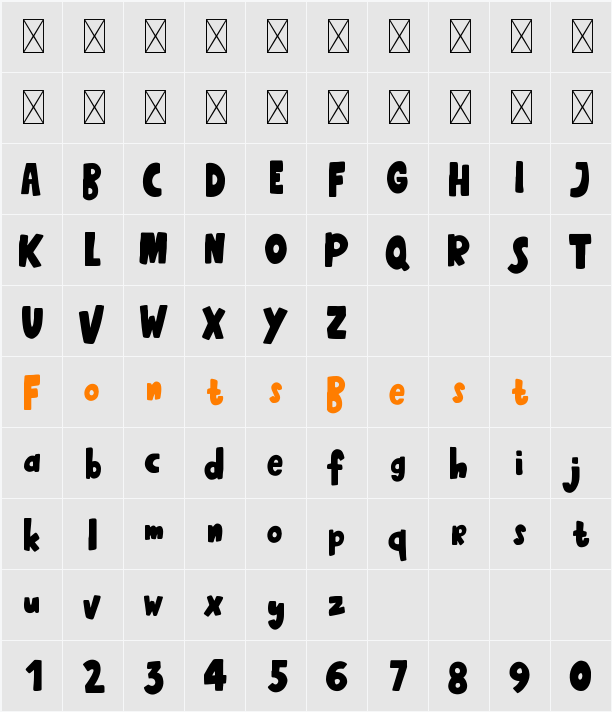 Bravary Character Map