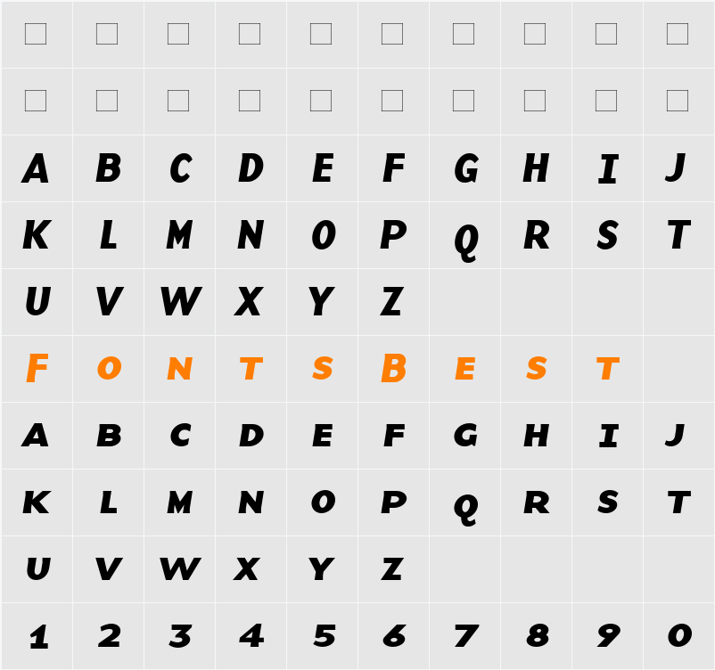 BaseNineSCBI Character Map