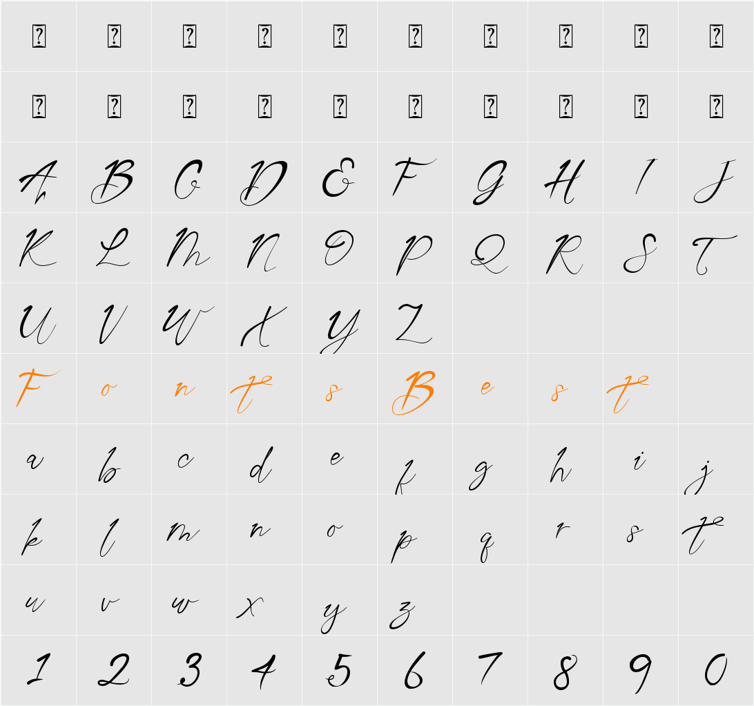Aqua Script Character Map