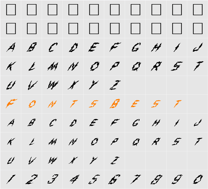 FZ WACKY 43 ITALIC Character Map