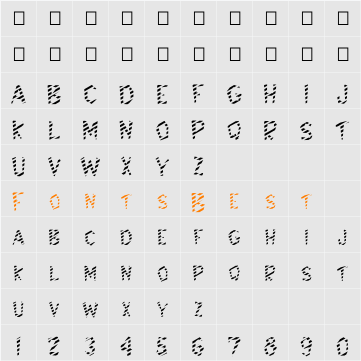 FZ JAZZY 8 STRIPED Character Map