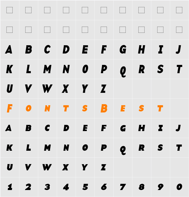 BaseTwelveSansSCBI Character Map
