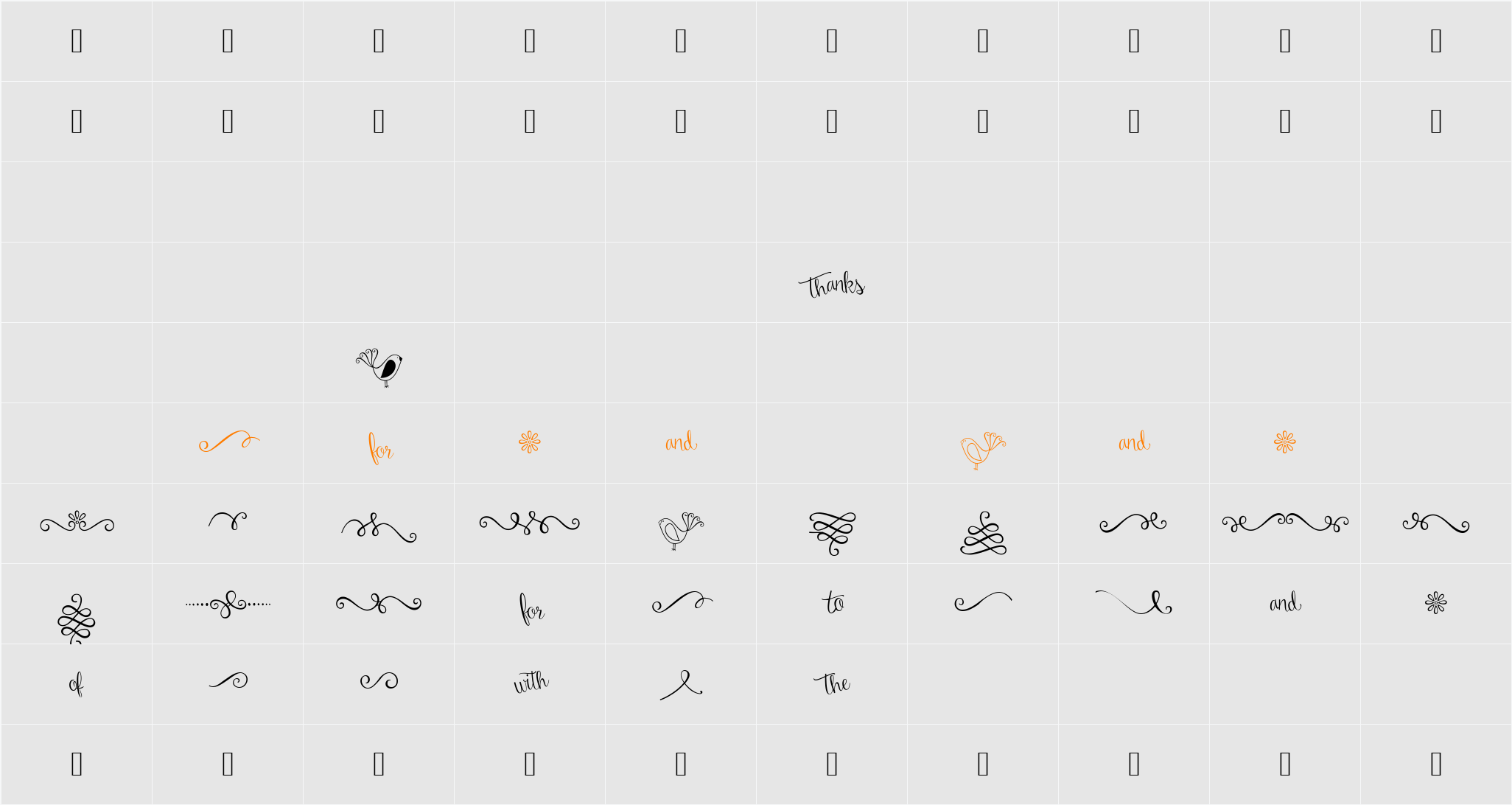Amelia Ornaments Character Map