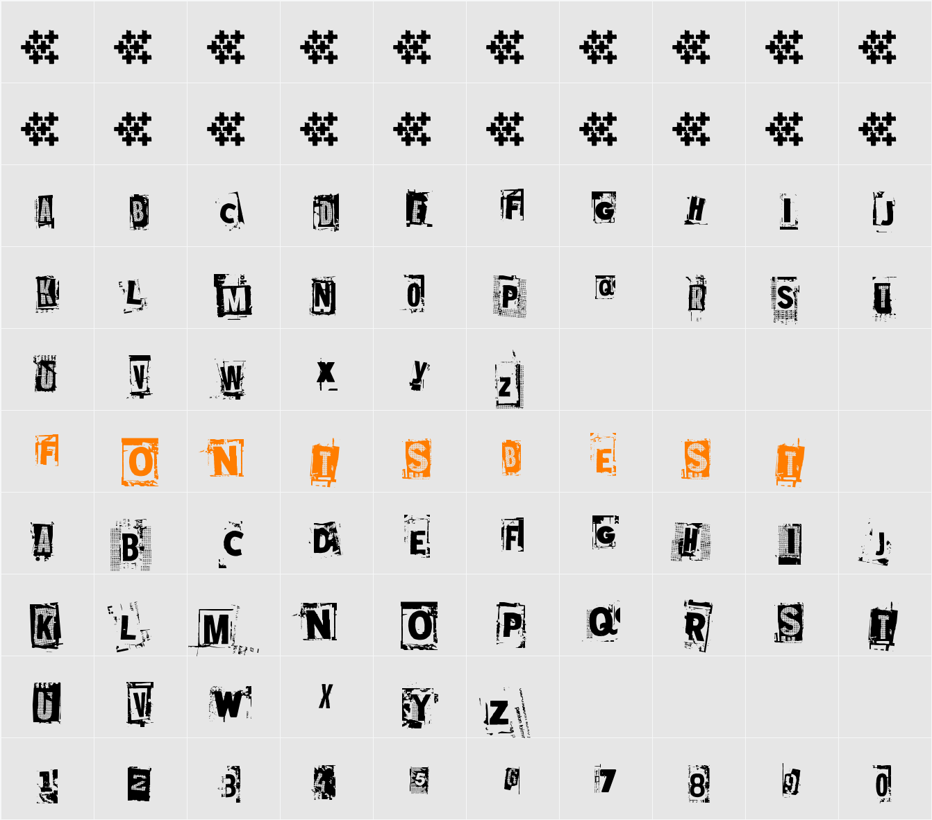 Mustasurma Character Map