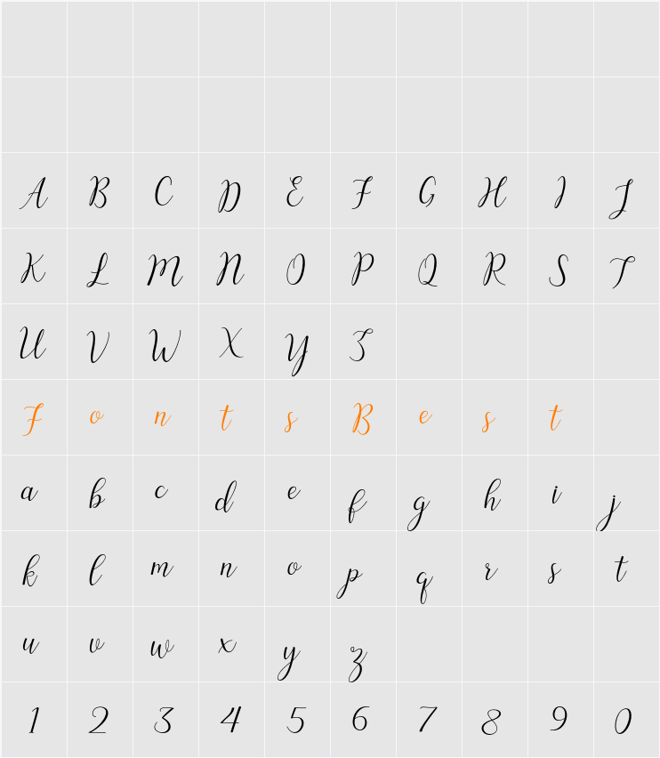 Austina Character Map