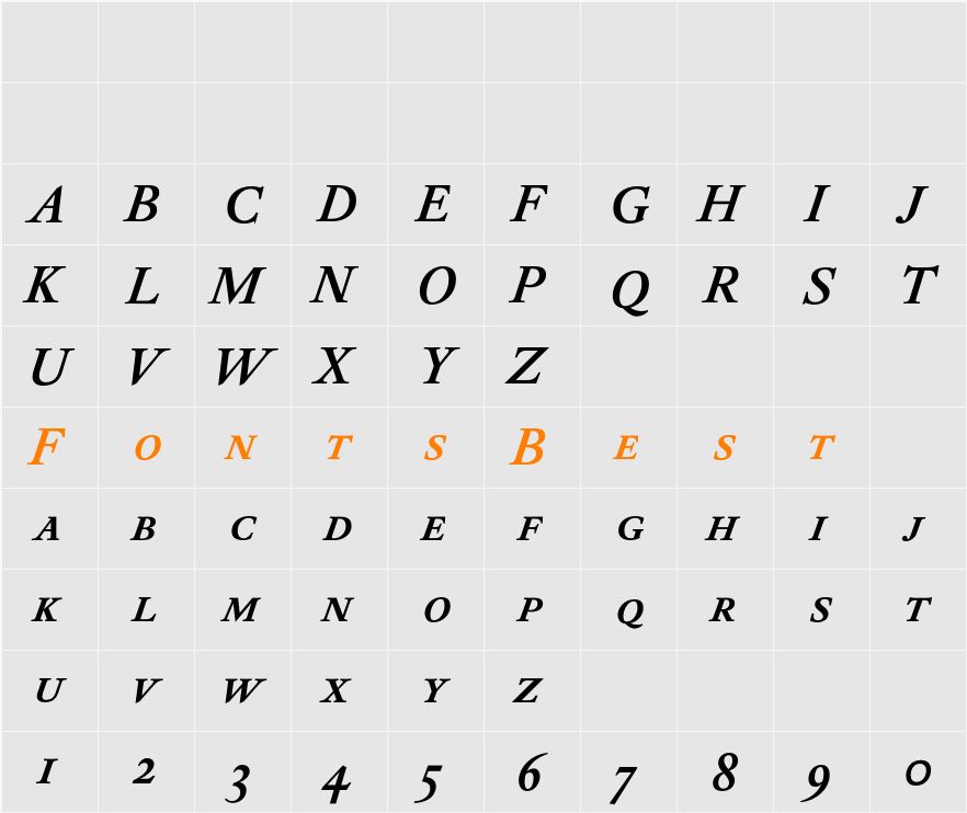 DTLElzevirTCaps Character Map