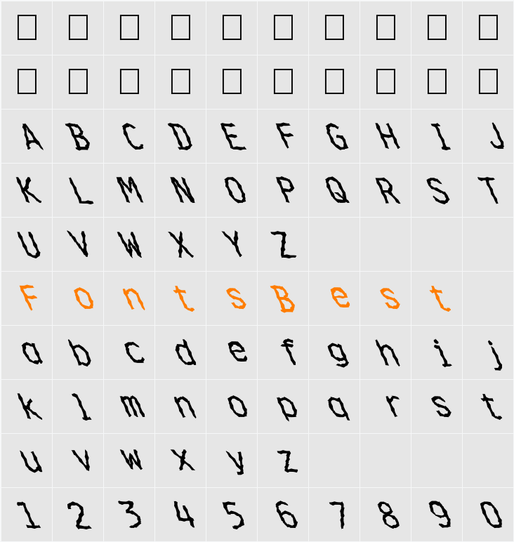FZ WACKY 36 LEFTY Character Map