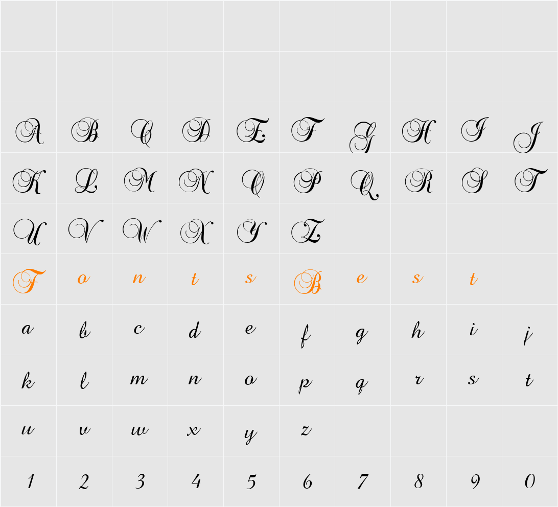 Brock Script Character Map