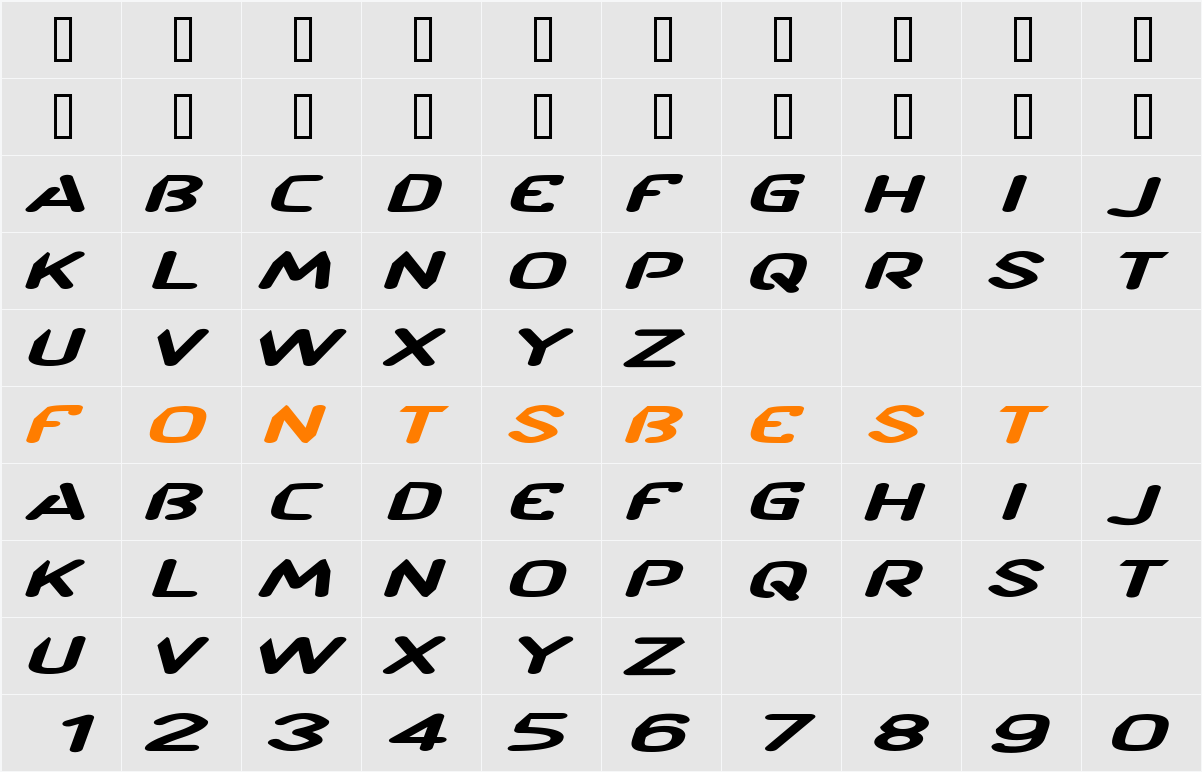 CF TechnoRama Character Map