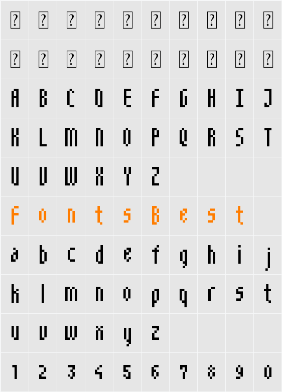 NarrowPix Character Map