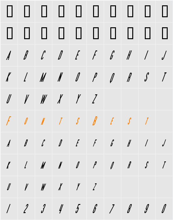Movie Poster Condensed Character Map