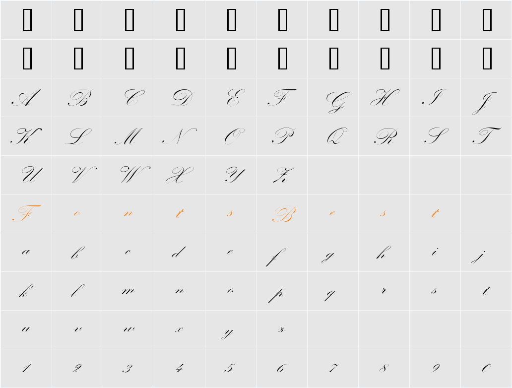 CheckQuillScriptSSK Character Map