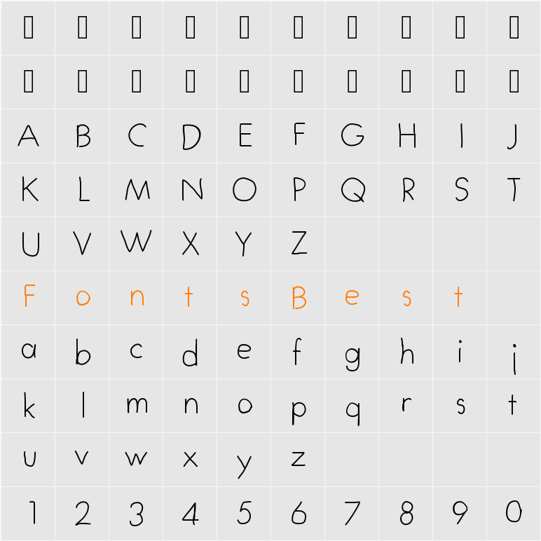 MyFirstFont Character Map