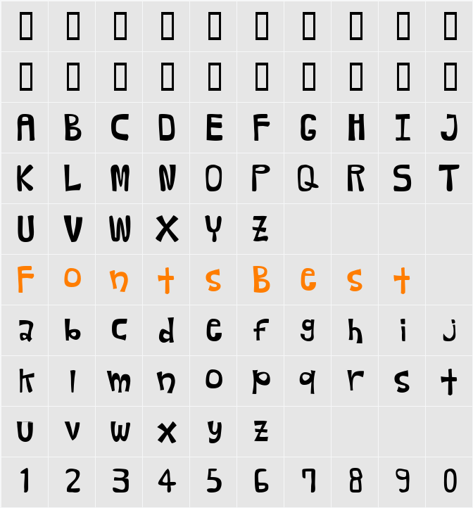 Bearz Character Map