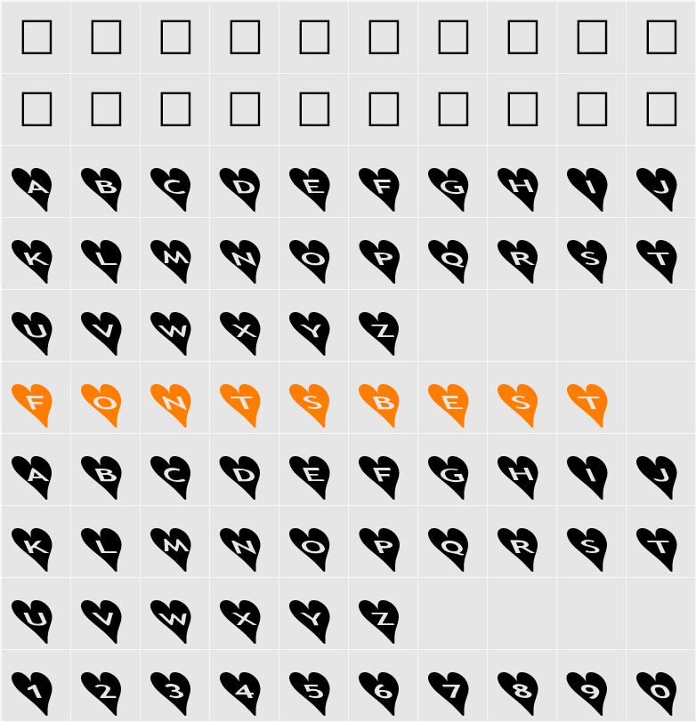 AlphaShapes hearts 2b Character Map