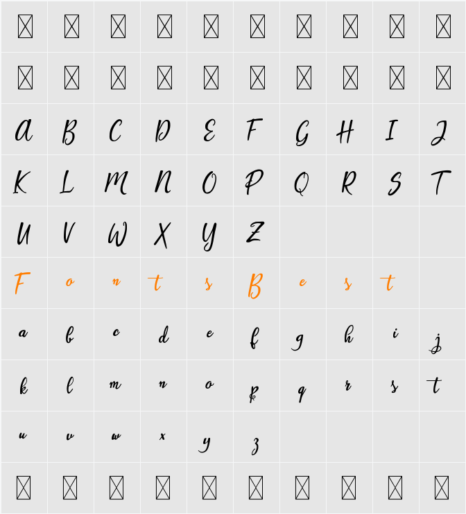 Artopyl Demo Character Map