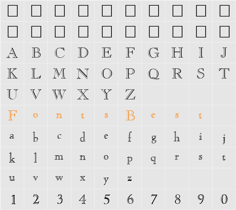 CasqueOpenFace Character Map
