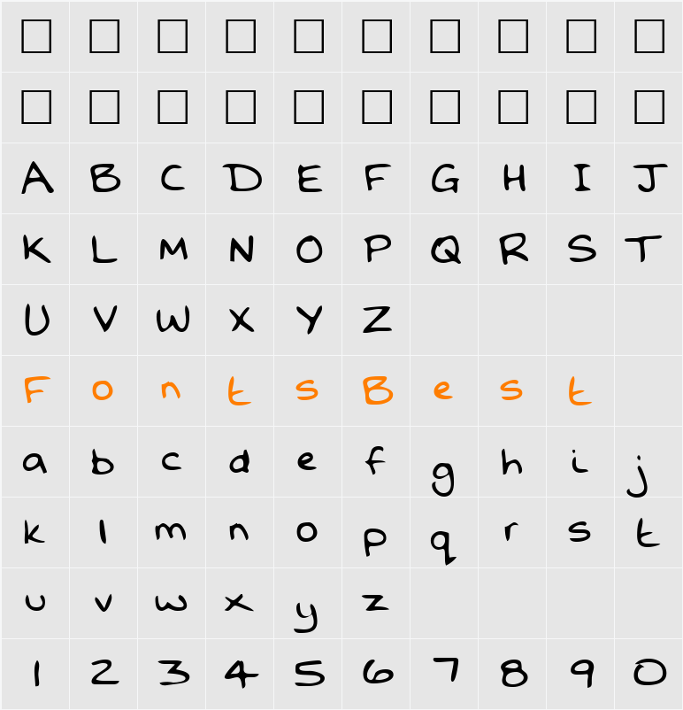 DavesHand Character Map