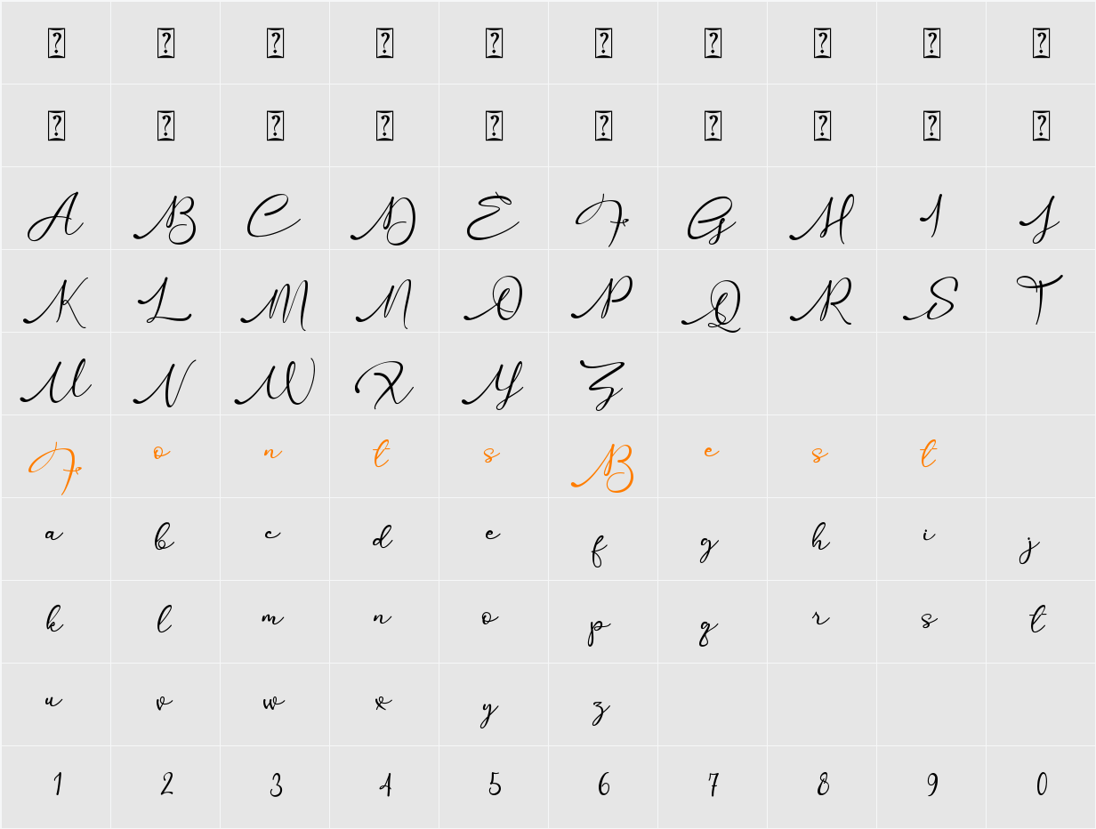 Anything Script_4 Character Map