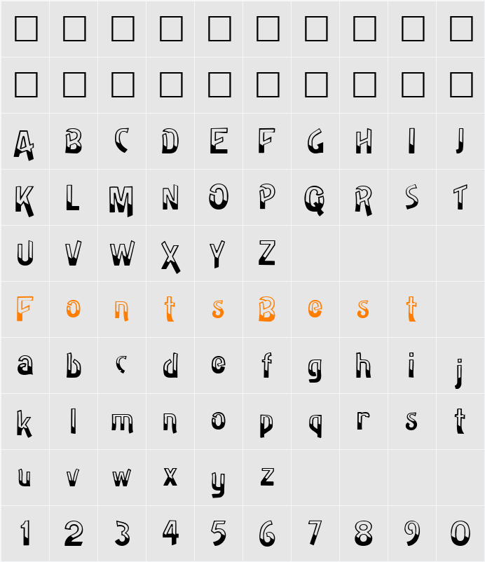 Badh ttnorm Character Map