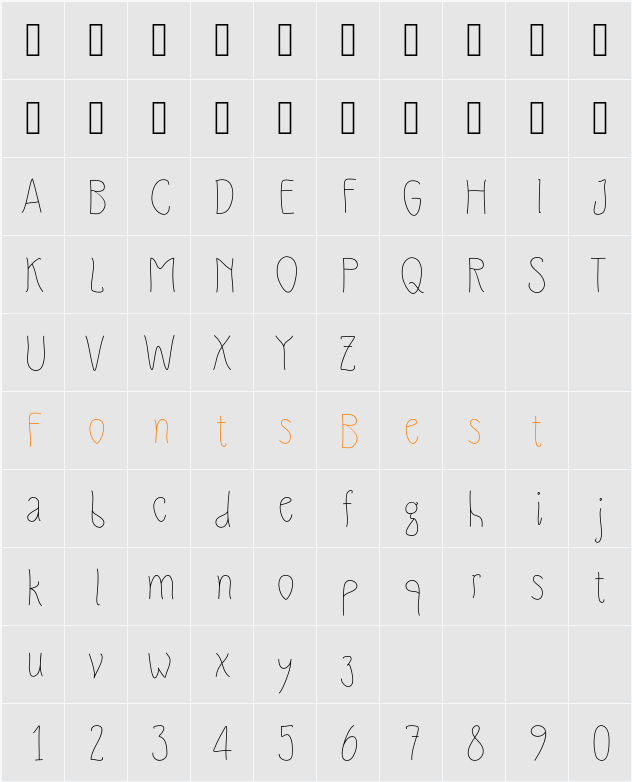Slimamif Character Map