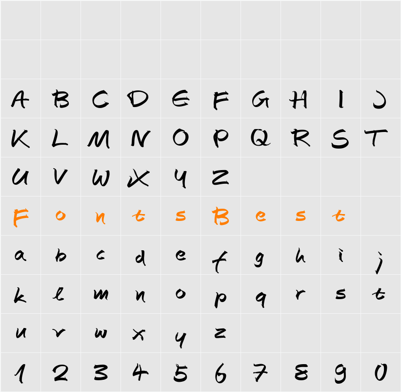 AutographScriptEF-Bold Character Map