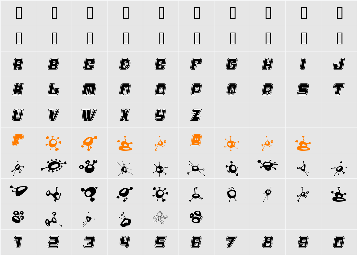 AlienMushrooms Character Map