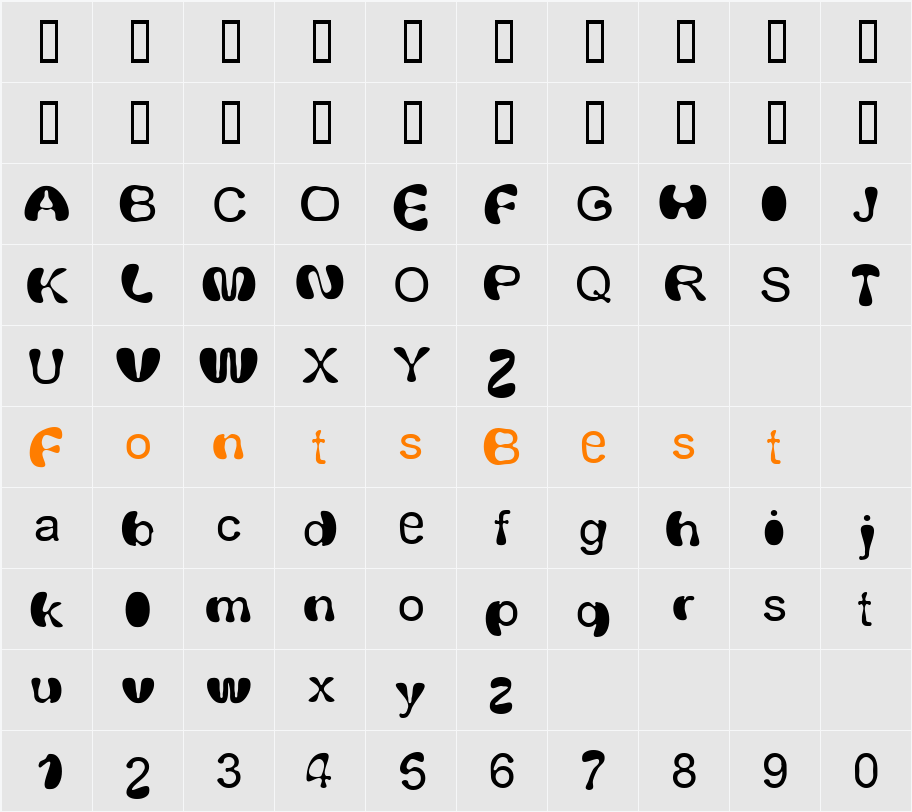Arialous Character Map
