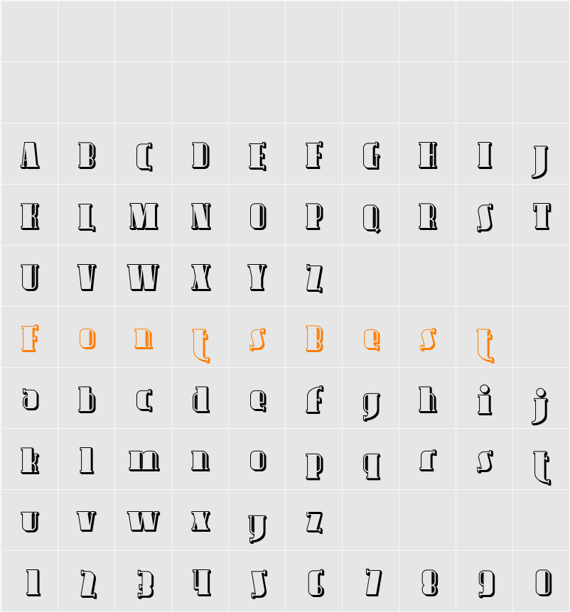 Avondale Shaded Character Map