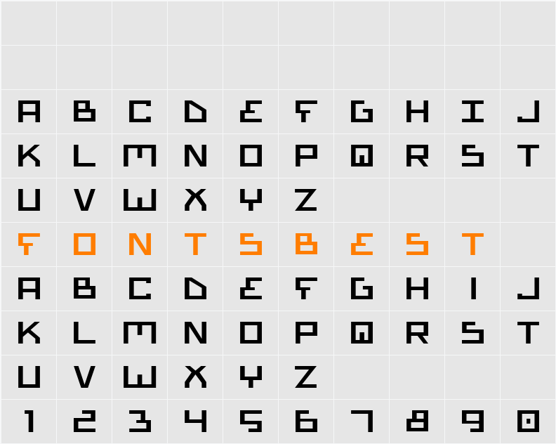 Bionic Type Expanded Character Map