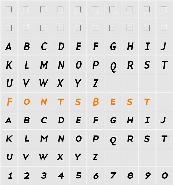 BaseNineSCI Character Map